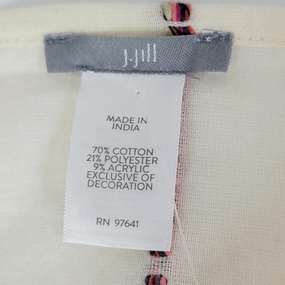 J. Jill Multi Color Cream Textured Striped Bohemian Scarf Made In India NEW - Picture 7 of 8
